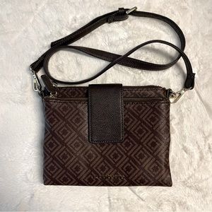 Liz Claiborne brown three-compartment crossbody bag